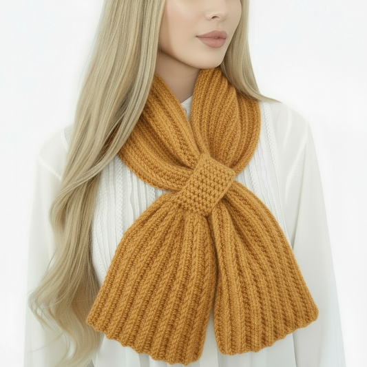 Sciarpa cravatta unisex artigianale uncinetto SENAPE