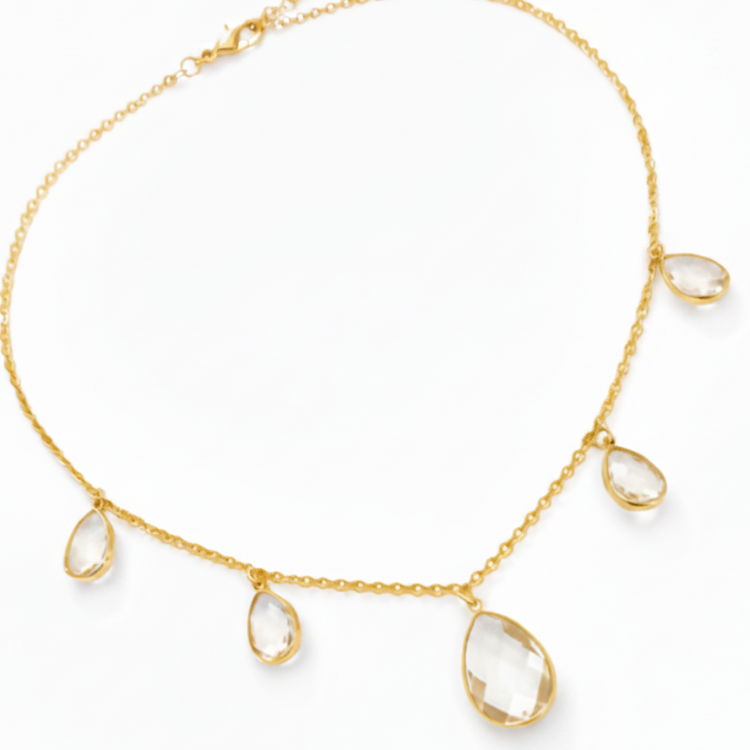 Collana Girocollo DROPS con Cristalli - Tono Oro