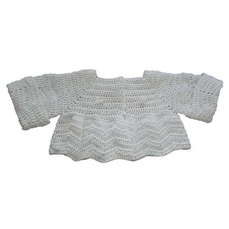 Cardigan Coprifasce Neonata Uncinetto - 100% Cotone OekoTex Tg 3-6 Mesi