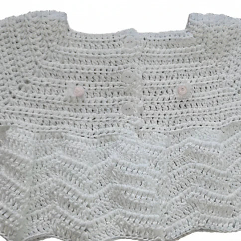 Cardigan Coprifasce Neonata Uncinetto - 100% Cotone OekoTex Tg 3-6 Mesi