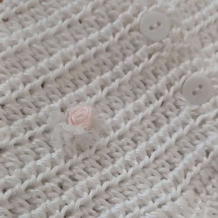 Cardigan Coprifasce Neonata Uncinetto - 100% Cotone OekoTex Tg 3-6 Mesi