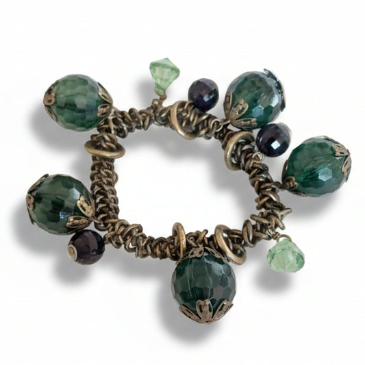 Bracciale Charms con Cristalli verdi Elegante