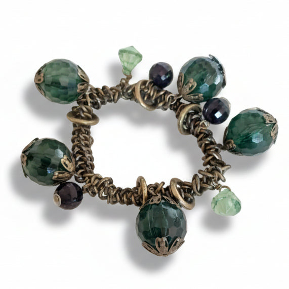 Bracciale Charms con Cristalli verdi Elegante