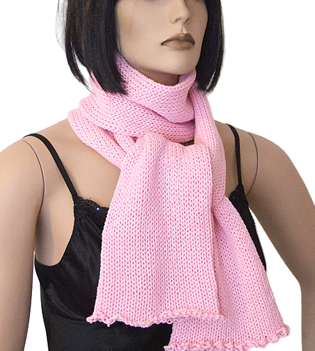 Women's handmade pink merino scarf