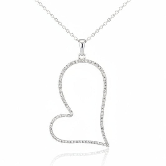 collana girocollo donna strass brillanti tono oro argento ciondolo CUORE OBLIQUO - Fairy Corner