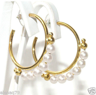 orecchini donna cerchi tono oro con perle bijoux - Fairy Corner
