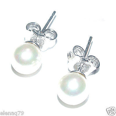 Orecchini donna argento 925 PERLE perla bianca mm 5 perno e farfallina - Fairy Corner