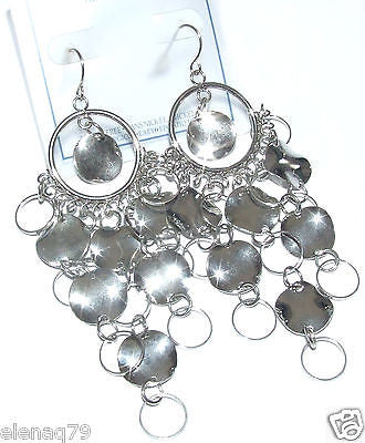 orecchini donna tono argento lucido chandelier charms pendenti - Fairy Corner
