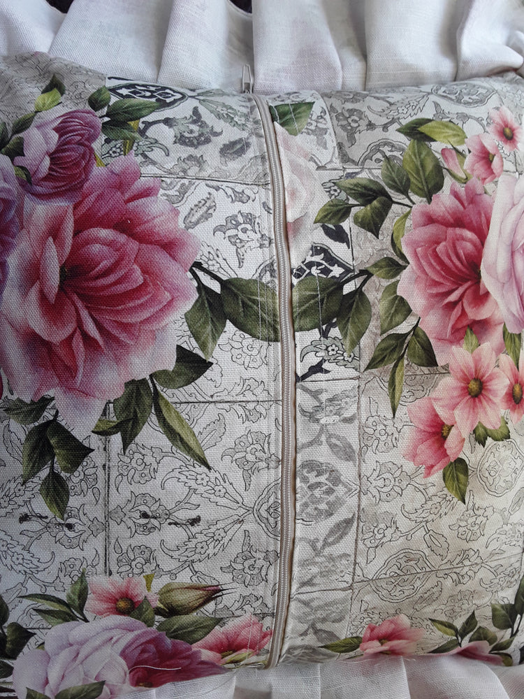 Federa copricuscino cuscino 40 x 40 cm Floreale - artigianale rosa - Fairy Corner