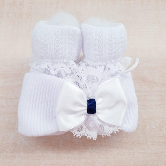 Set scarpine e fascia neonata fiocco con pizzo - vari colori