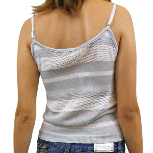 Miss Money Money striped white gray tank top