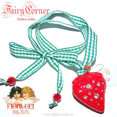 Fiorucci Bijoux Collana FRAGOLA Strass verde rosso - Fairy Corner