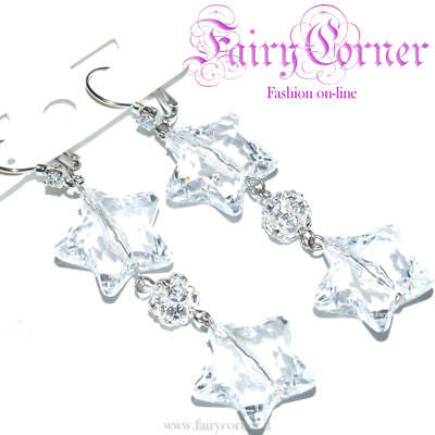 Orecchini donna stelle tono argento con strass BIANCO - Fairy Corner