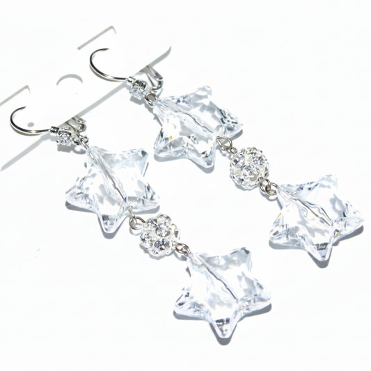 Orecchini donna stelle tono argento con strass BIANCO - Fairy Corner