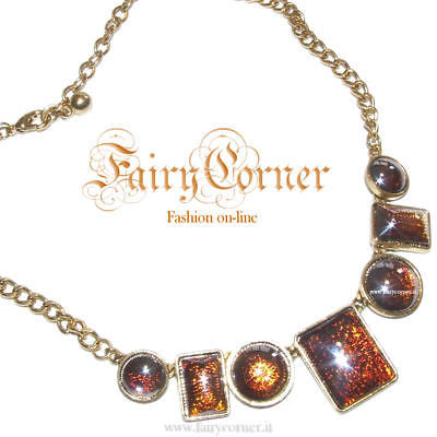 collana tono oro grandi pietre MARRONE ambra BRONZO - Fairy Corner