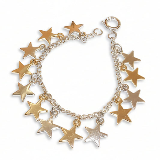 bracciale donna bicolore tono argento e tono oro STELLE