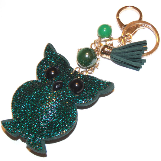 Portachiavi donna simil pelle alcantara strass CIVETTA GUFO con charms INVERNO - Fairy Corner