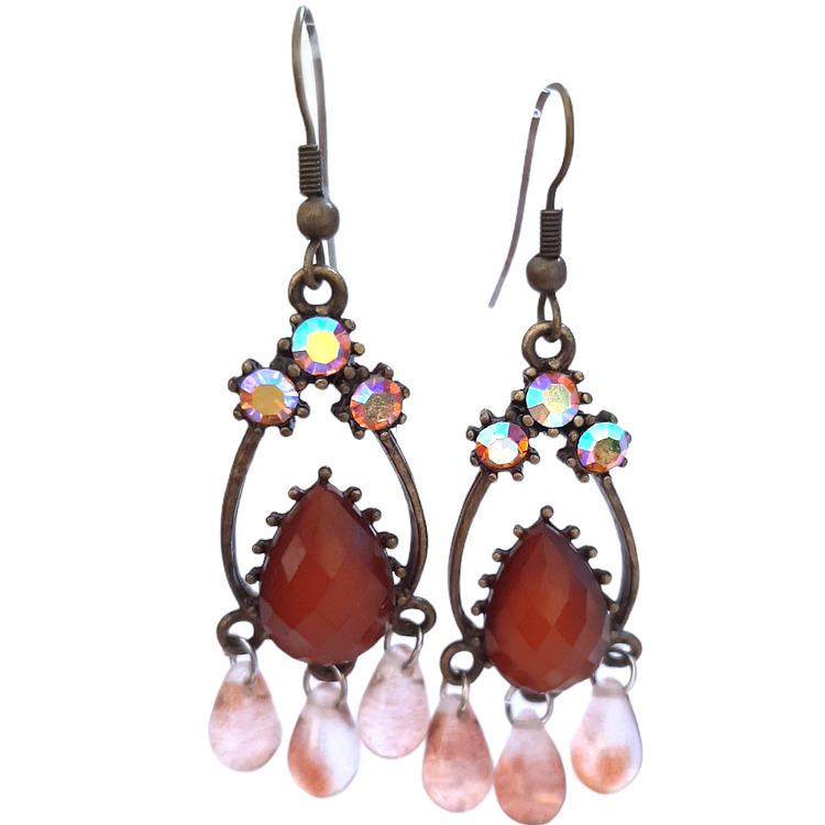orecchini donna chandelier anticati ambra