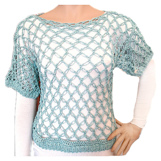 Maglia viscosa donna modello Secret - artigianale - color acquamarina