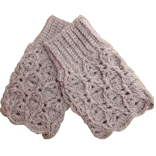 Handmade fingerless gloves INTRECCI melange grey