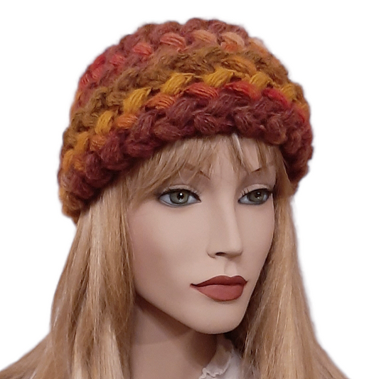 Berretto donna modello SISSI uncinetto - colore Autunno