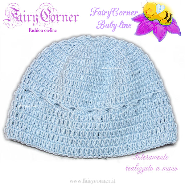 berretto cuffia neonato realizzato a mano 100% lana merinos - tg 0 - Fairy Corner