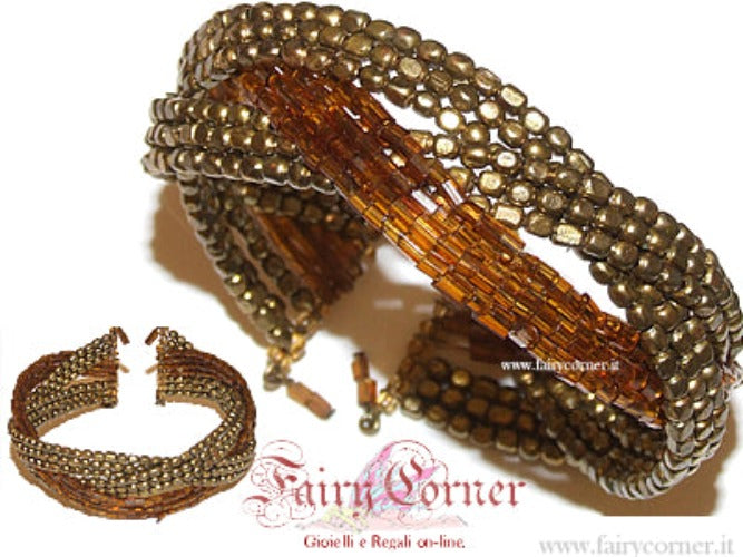 Amber bronze beaded bracelet