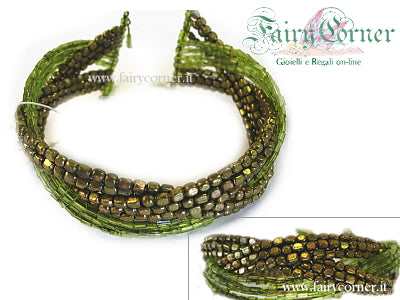 Bracciale perline bronzo verde