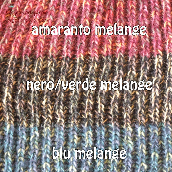 Poncho lana donna artigianale fatto a mano a maglia colori melange - Fairy Corner