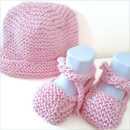 Set nascita artigianale cappellino scarpine neonato tg 0 cotone - vari colori - mod 2